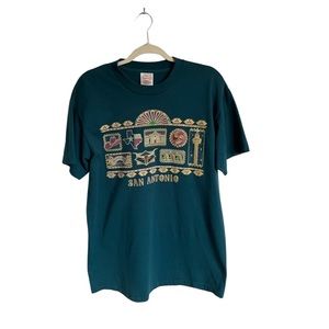 VINTAGE San Antonio pine green T shirt
